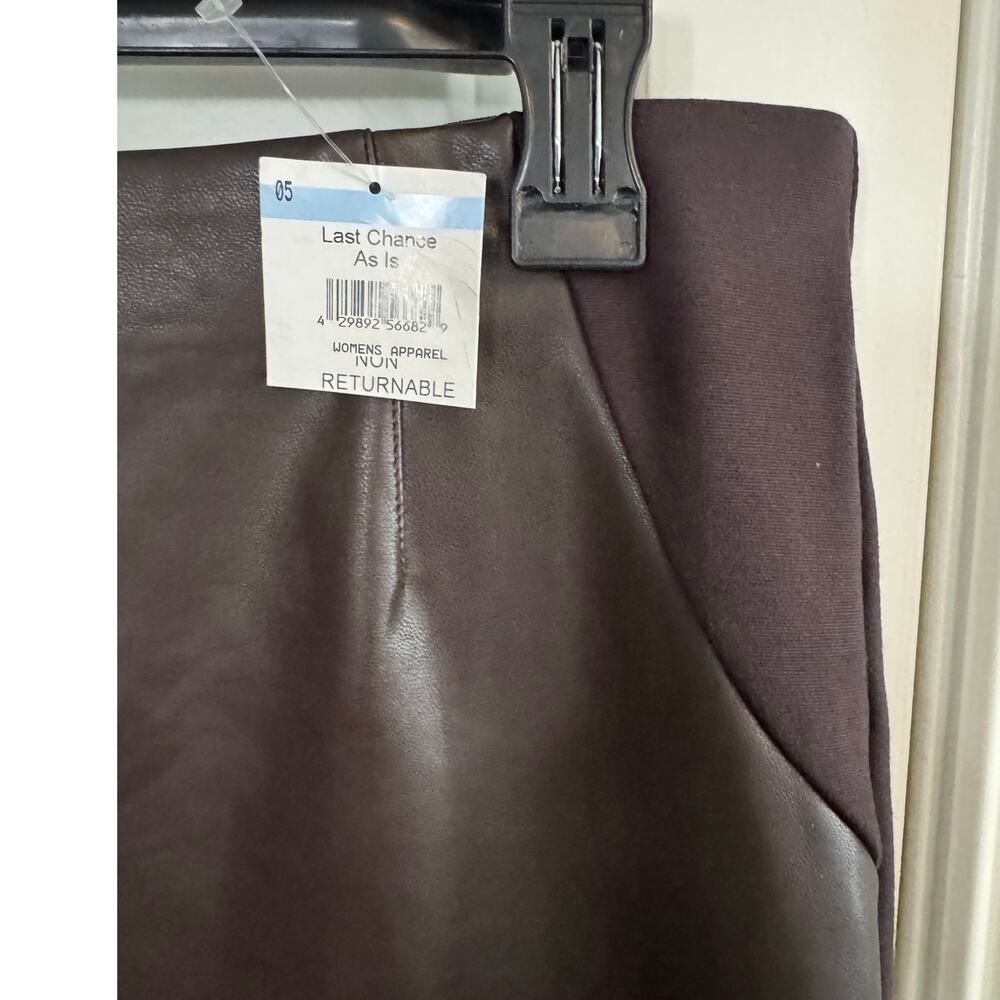 ELLEN TRACY NWT $89 Vegan Leather Ponte BROWN Pencil Skirt Size M - Picture 6 of 9